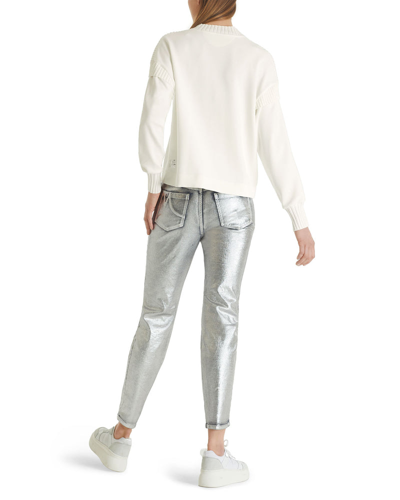 Off White Soft TENCEL™ Sweatshirt With Rib Cuff Sleeve