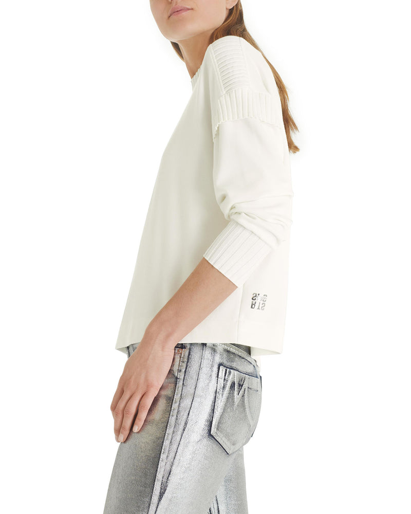 Off White Soft TENCEL™ Sweatshirt With Rib Cuff Sleeve