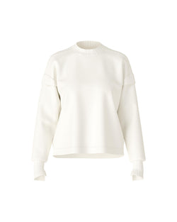 Off White Soft TENCEL™ Sweatshirt With Rib Cuff Sleeve
