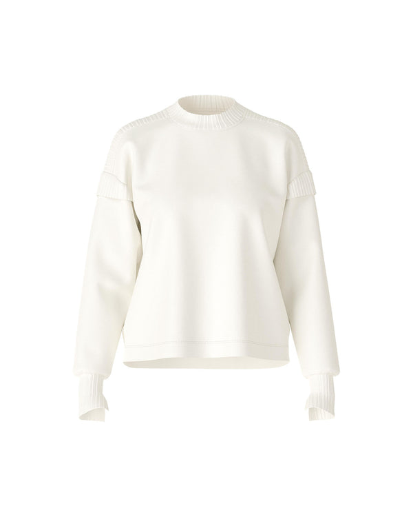 Off White Soft TENCEL™ Sweatshirt With Rib Cuff Sleeve