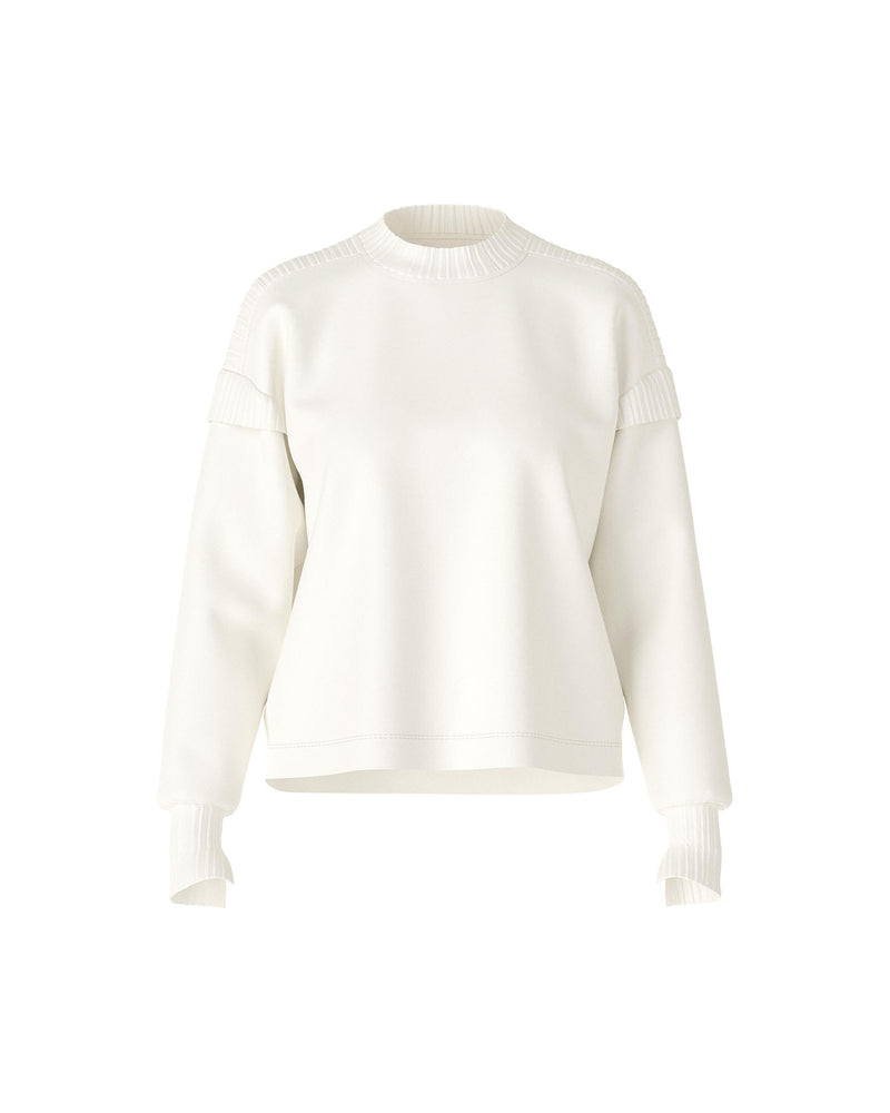 Off White Soft TENCEL™ Sweatshirt With Rib Cuff Sleeve