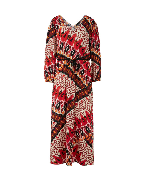 Tribal Print Full Dress with Rope Belt
