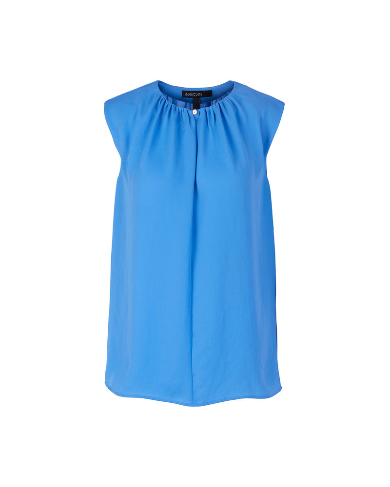 Cornflower Blue Button Neck Top