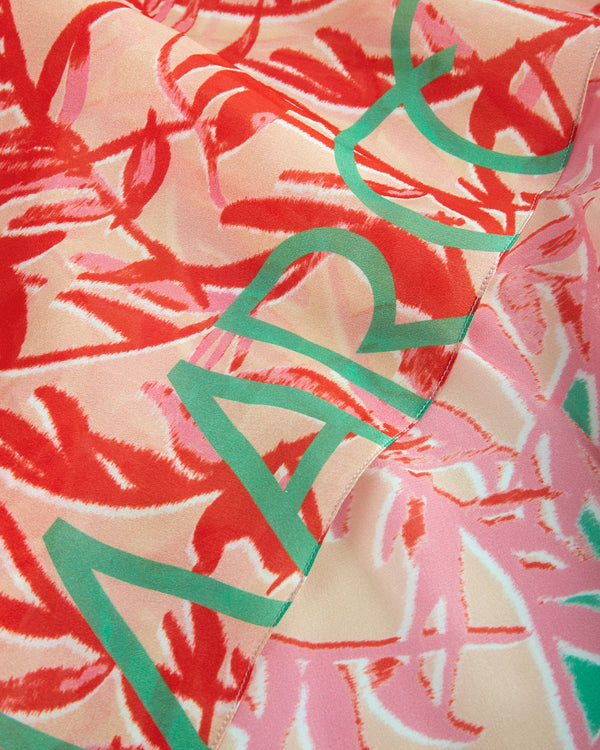 Tangerine & Jade Floral Silk Scarf