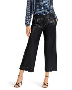 Punched Hole Pattern Ankle Faux Leather Pant