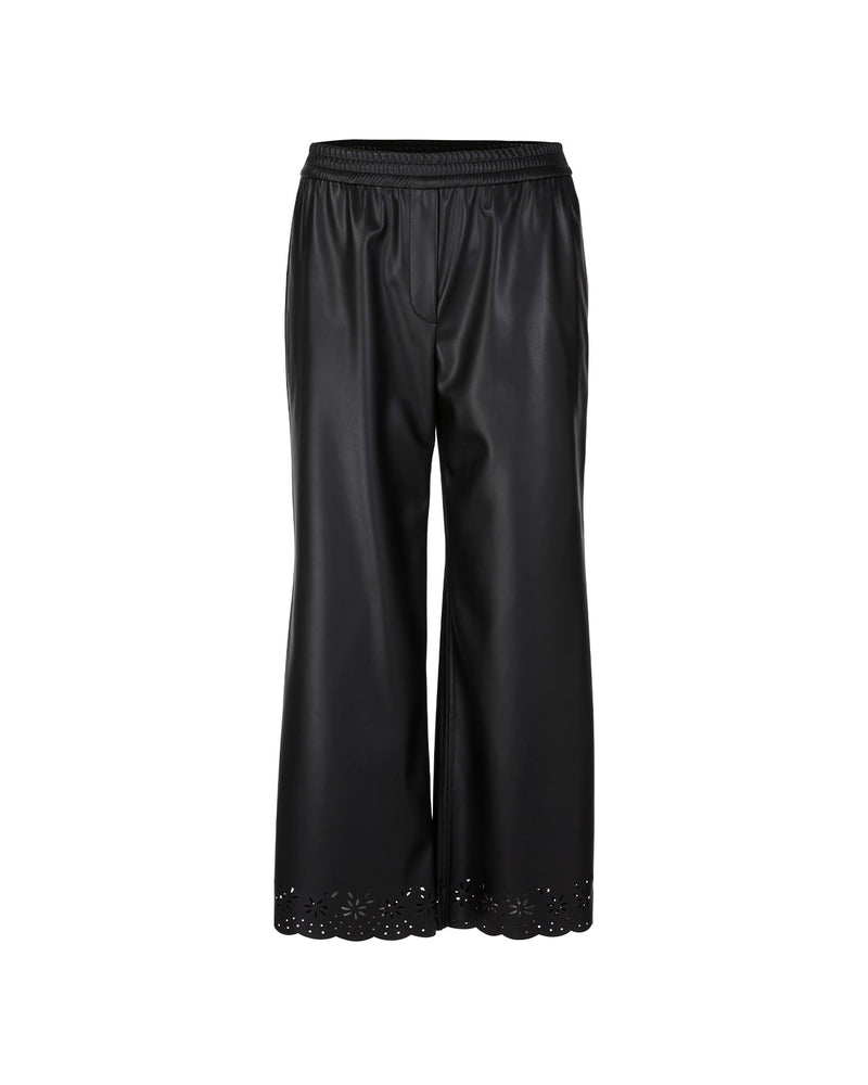 Punched Hole Pattern Ankle Faux Leather Pant