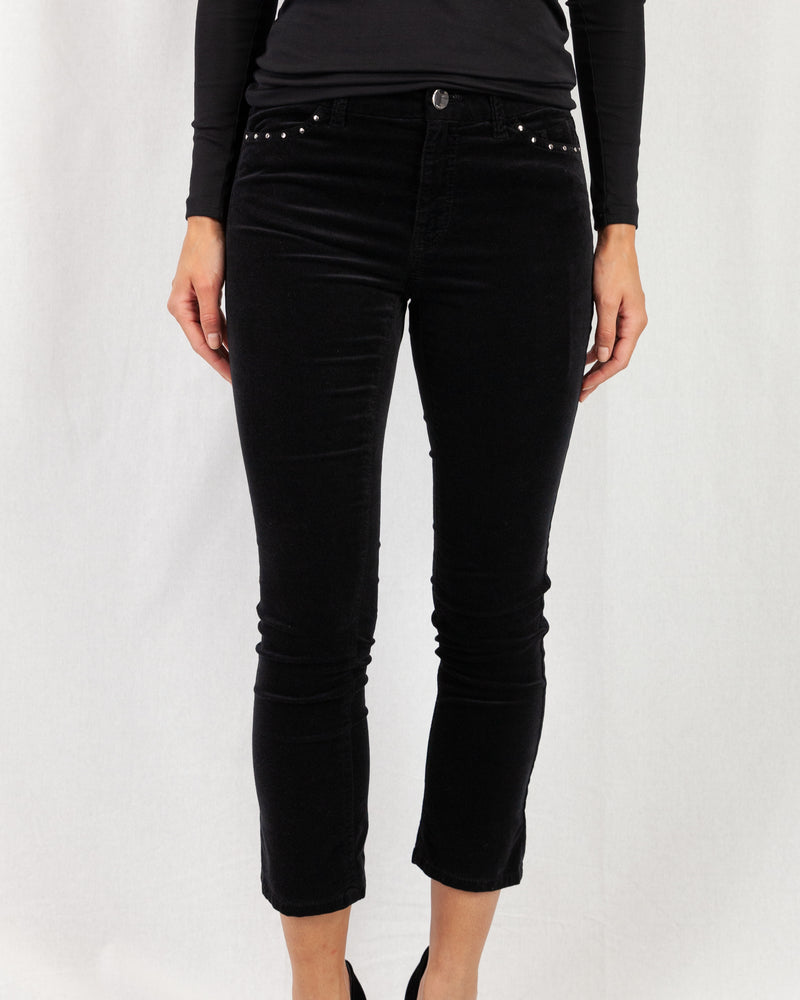 Cropped Velvet Jean With Stud Pockets